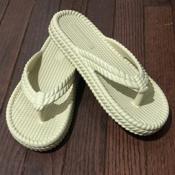 chosen steps Shoes - Ivory Rope-Texture Platform Flip Flops